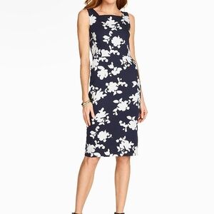 Talbots Strapless Sheath Dress in White and Blue
